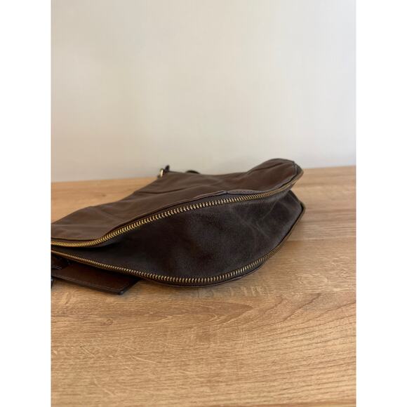 Fossil Leather and Suede Expandable Crossbody Purse Brown Adjustable Strap - Picture 3 of 9